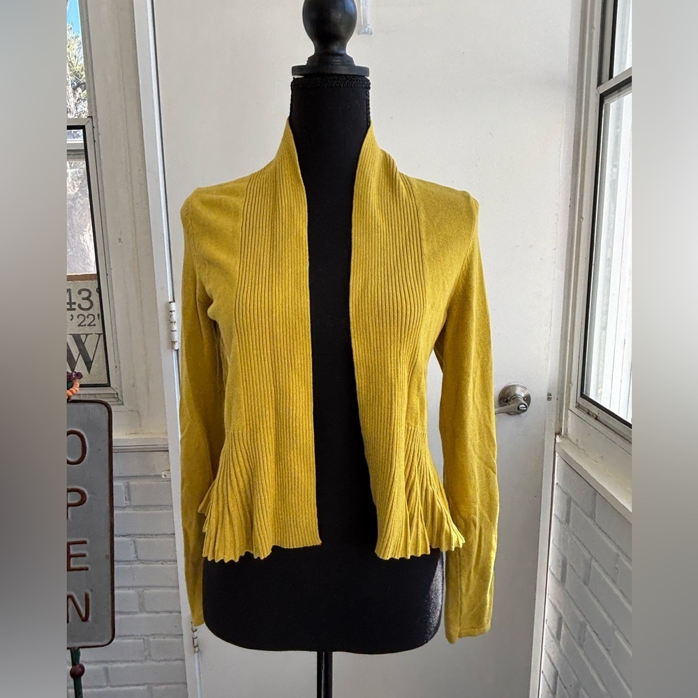 Anthropologie Peplum Sweater Cardigan XS workwear classic holiday party staple